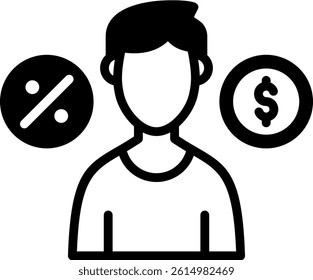 Debtor Icon Mixed Vector Illustration