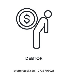 Debtor Icon Outline Style. Vector Illustration For Graphic Design
