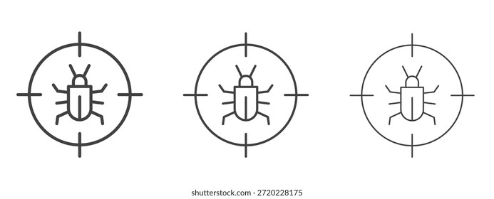 Debuggen Symbol in Linie Kunst doodle-Stil. Bearbeitbares Konturumrisszeichen, eps 10