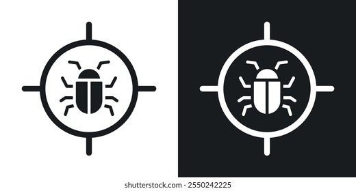 Debug icon pack in black color.