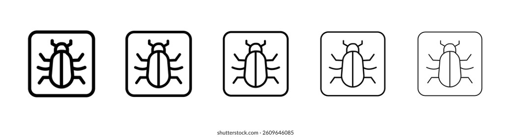 Debug icons vectors set in different stroke lines