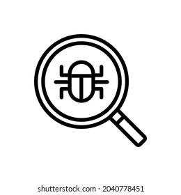 debug, magnifying glass line icon vector design, editable stroke line icon