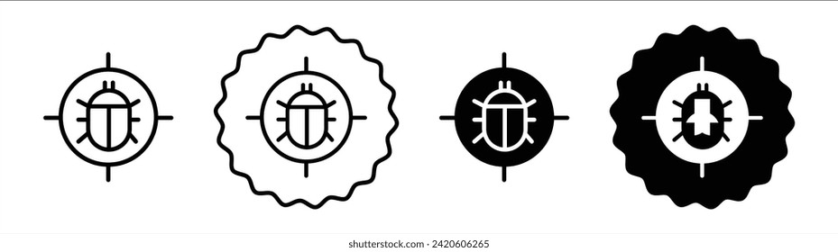 Debug set in black and white color. Debug simple flat icon vector
