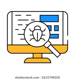 debugging code software line icon vector. debugging code software sign. isolated symbol illustration