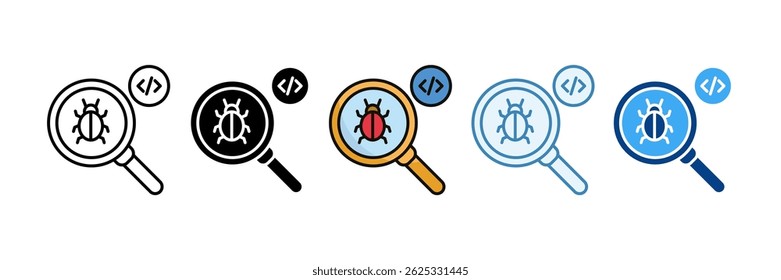 Debugging Icon Set Multiple Style Collection
