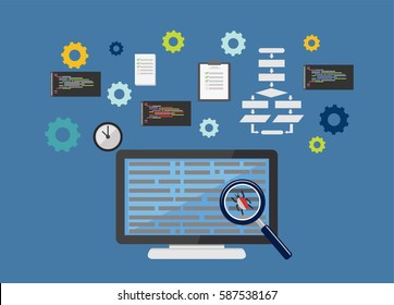 Debugging. Programming. Coding concept
