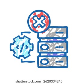 depurando servidores ícone de doodle esboçar vetor. depurando servidores sinal. ilustração de símbolo isolado