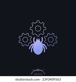 Debugging or testing vector icon with a bug