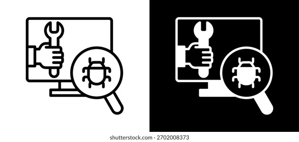 Debugging Tools Icon whiteblack Vector Illustration