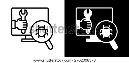 Debugging Tools Icon whiteblack Vector Illustration