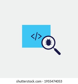 debugging vector icon magnifying glass on bug programming