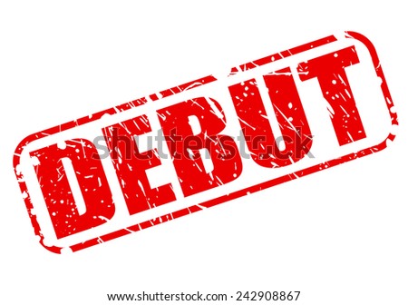 Debut red stamp text on white