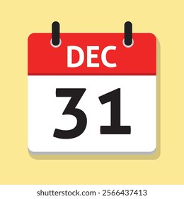 Dec 31st. December Thirty-first. Daily Calendar in Flat Design Vector. Time Concept. Date Icon. Month. Day Illustration.