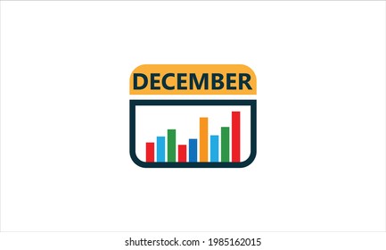 Dec business bar  Graph Calendar Logo Icon symbol Design vector template illustration
