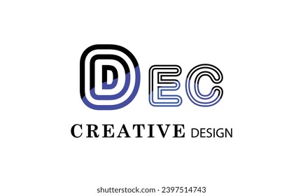 DEC D EC black blue creative modern simple word DEC  brand minimal logo design.