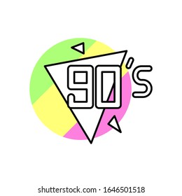 Decade the 90s icon. Simple line, outline vector in color circle of retro 90s style icons for ui and ux, website or mobile application