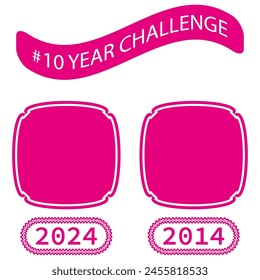 Decade Reflection Frames. 10 Year Challenge Banner. Past and Present Comparison. Vector illustration. EPS 10.