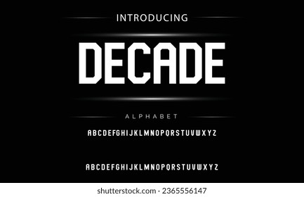 Decade Sport Modern Italic Alphabet Font. Typography urban style fonts for technology, digital, movie logo design. vector illustration