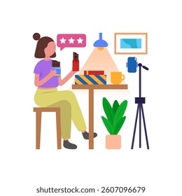 Decadent Chocolate Review Vlog Flat Vector Illustration