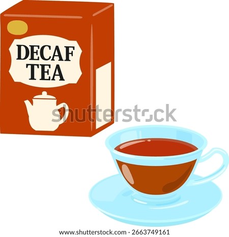 Decaf tea packaging and teacup
