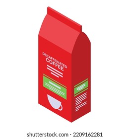Decaffeinated coffee pack icon. Isometric of Decaffeinated coffee pack vector icon for web design isolated on white background