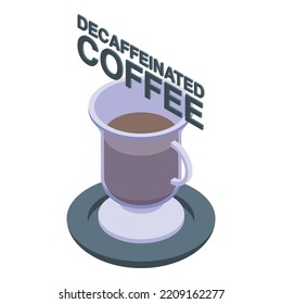 Icono de la taza del café con café y restaurante descafeinado. Isométrico del café Decaffeinado restaurante taza icono vectorial para el diseño web aislado en fondo blanco