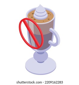 Icono de vidrio de café con leche descafeinado. Isométrico del icono del vector del vidrio de latte descafeinado para diseño web aislado en fondo blanco