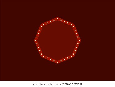 Marco de borde de marquesina de circo Decagon con luces brillantes ilustración plana