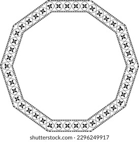 Decagon Frame Flower Decagon frame vector border floral wedding royal filigree ornate art decoration black illustration design classic romantic background for anniversary 