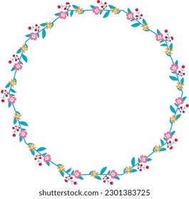 Decagon Frame flower frame wreath floral leaf borders colorful natural cute blossom love green pink decoration wedding card anniversary celebration greeting success birthday valentine Christmas