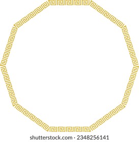 Decagon Frame Greek key pattern Greek meander pattern ornamental borders seamless meander pattern Luxury decorative golden frame gold picture frame golden frame ornamental borders decoration Antique 