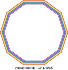 Decagon frame Rainbow frame spectrum colorful color gradient photo frame borders background element decoration creative design ornamental borders isolated celebration