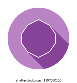 decagon icon in long shadow style. One of Geometric figures collection icon can be used for UI, UX