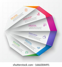 Decagon for infographics,Diagram with 6 options,Vector template for presentation.