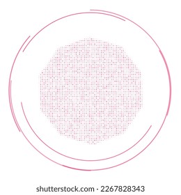 El símbolo del decagón lleno de puntos rosas. Estilo de puntillismo. Ilustración del vector sobre fondo blanco