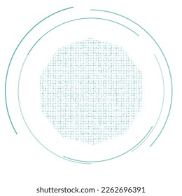 The decagon symbol filled with teal dots. Pointillism style. Vector illustration on white background