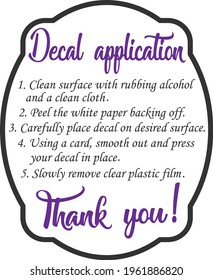 Decal Application - Care Card design