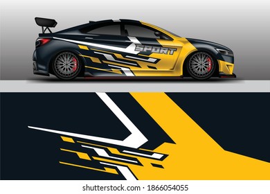 Vector de diseño de ajuste de coche de decal. Gráfica Resumen Fondo De Carrera De Banda Para Vehículo, Carro De Carrera, Rally, Drift . Archivo de impresión preparado