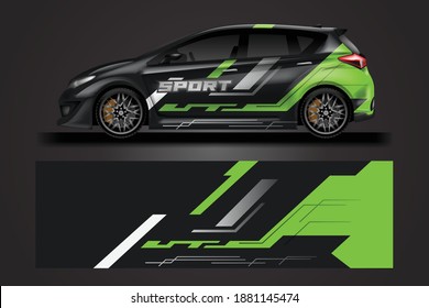 Vector de diseño de ajuste de coche de decal. Reseña Gráfica Resumen De La Banda De Carrera De Carrera Para Vehículo, Carro De Carrera, Rally, Drift 