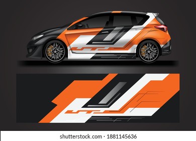 Vector de diseño de ajuste de coche de decal. Reseña Gráfica Resumen De La Banda De Carrera De Carrera Para Vehículo, Carro De Carrera, Rally, Drift 