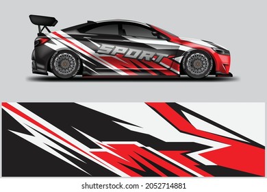 Decal Car Wrap Design Vector. Graphic Abstract Stripe Racing Background For Vehicle, Race car, Rally, Drift . Ready Print File