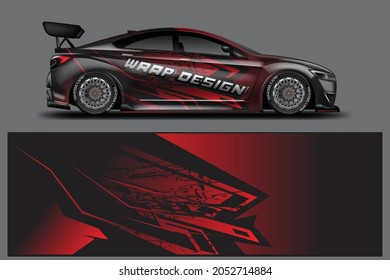 Decal Car Wrap Design Vector. Graphic Abstract Stripe Racing Background For Vehicle, Race car, Rally, Drift . Ready Print File