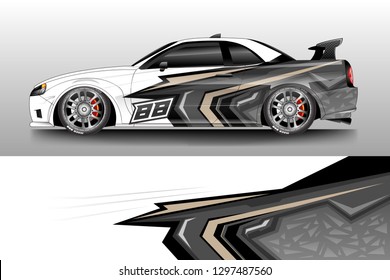 Decal car and car wrap vector, truck, bus, racing, service car, auto designs . Racing, Rally, Abstract background livery .