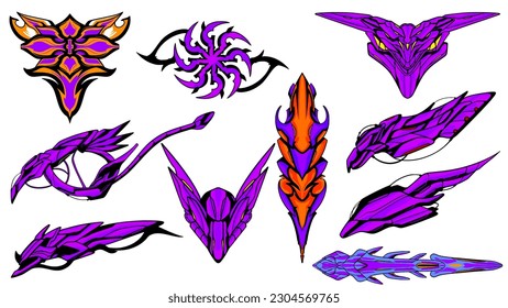 Decal illustration element mecha set