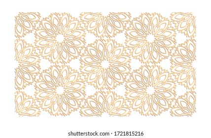 Decal. Laser cutting panel. Fence. Veneer vector. Plywood lasercut floral design. Hexagonal seamless pattern for printing, engraving, paper cut, silhouette stamps. Stencil lattice ornaments. 