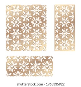 Decal. Laser cutting panel. Fence. Veneer vector. Plywood floral design. Room divider. Seamless pattern for printing, engraving, paper cut, silhouette stamps. Stencil lattice for laser cutting.