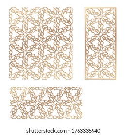 Decal. Laser cutting panel. Fence. Veneer vector. Plywood floral design. Room divider. Seamless pattern for printing, engraving, paper cut, silhouette stamps. Stencil lattice for laser cutting.