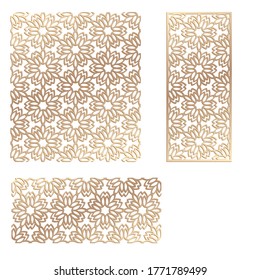 Decal. Laser cutting panel. Fence. Veneer vector. Plywood laser cutting floral design. Room divider. Seamless pattern for room divider. Stencil lattice ornament for laser cutting. Home screen.
