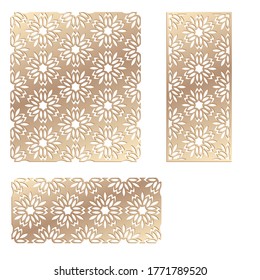 Decal. Laser cutting panel. Fence. Veneer vector. Plywood laser cutting floral design. Room divider. Seamless pattern for room divider. Stencil lattice ornament for laser cutting. Home screen.