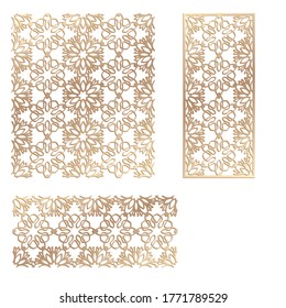 Decal. Laser cutting panel. Fence. Veneer vector. Plywood laser cutting floral design. Room divider. Seamless pattern for room divider. Stencil lattice ornament for laser cutting. Home screen.